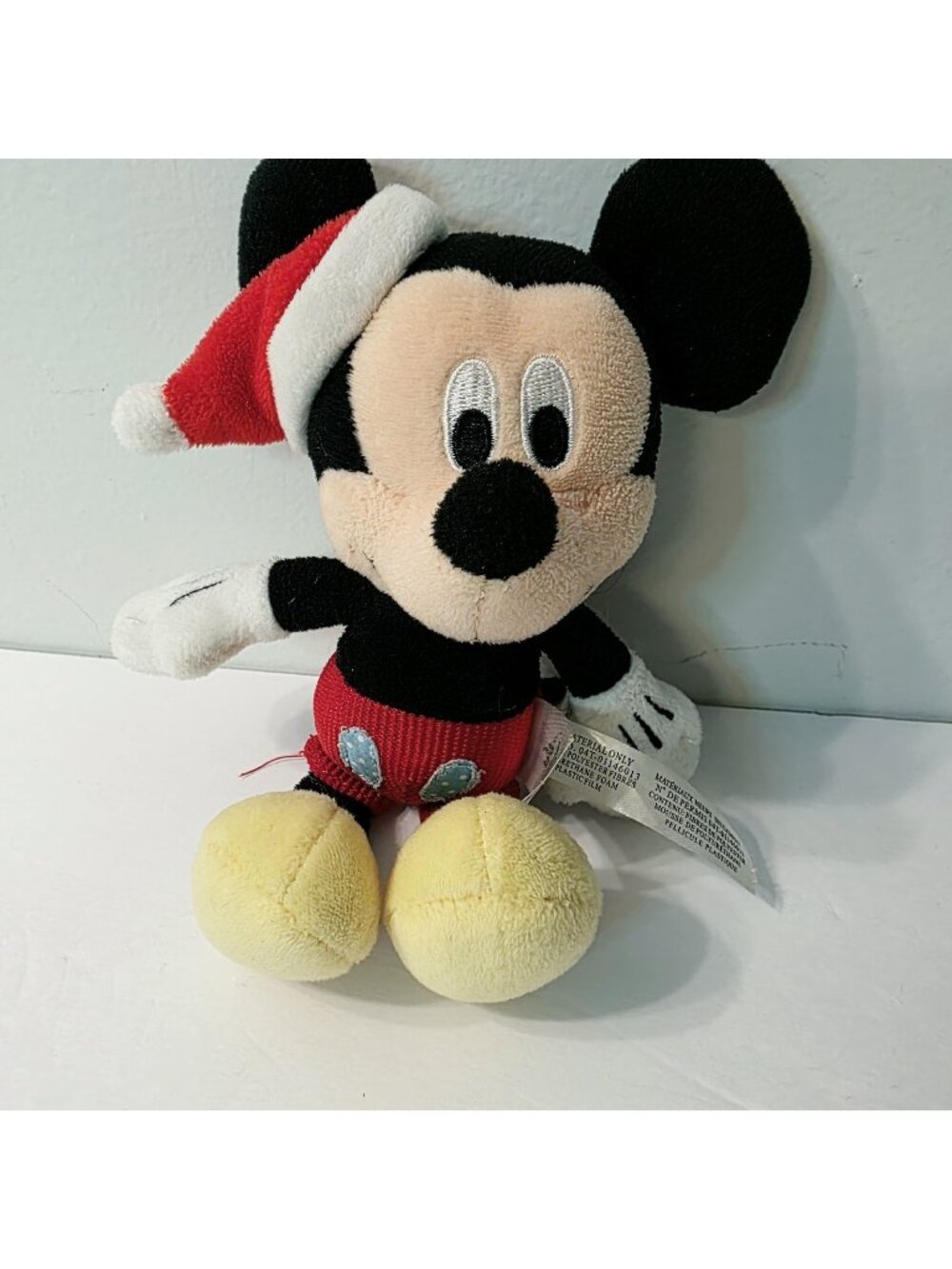 Mini Disney Baby Mickey Mouse Santa Hat Christmas Rattle Plush Stuffed Toy